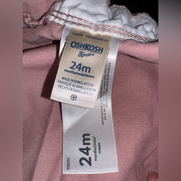 Oshkosh Bgosh Toddler 100% Cotton Pink Pleated Vestbak Overall Dress 24 Months - Picture 5 of 8